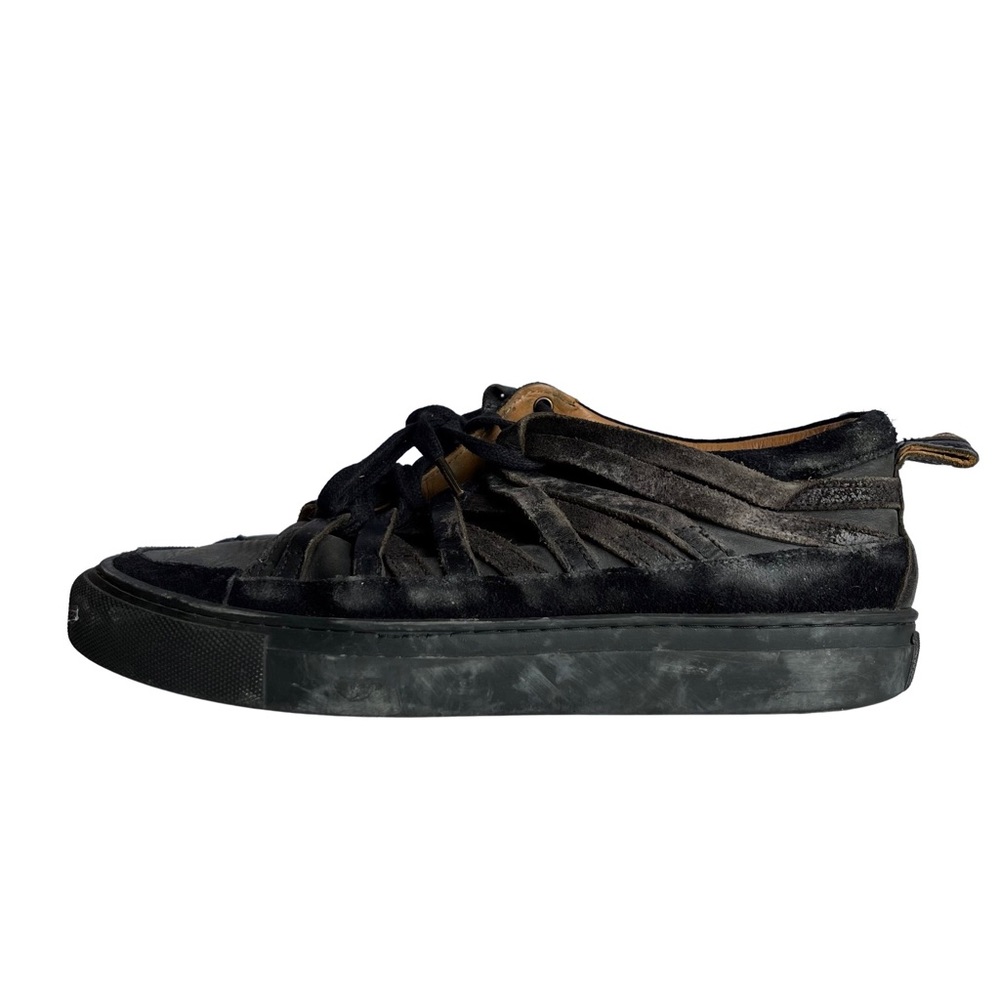damir doma black leather distressed low top sneakers size 40